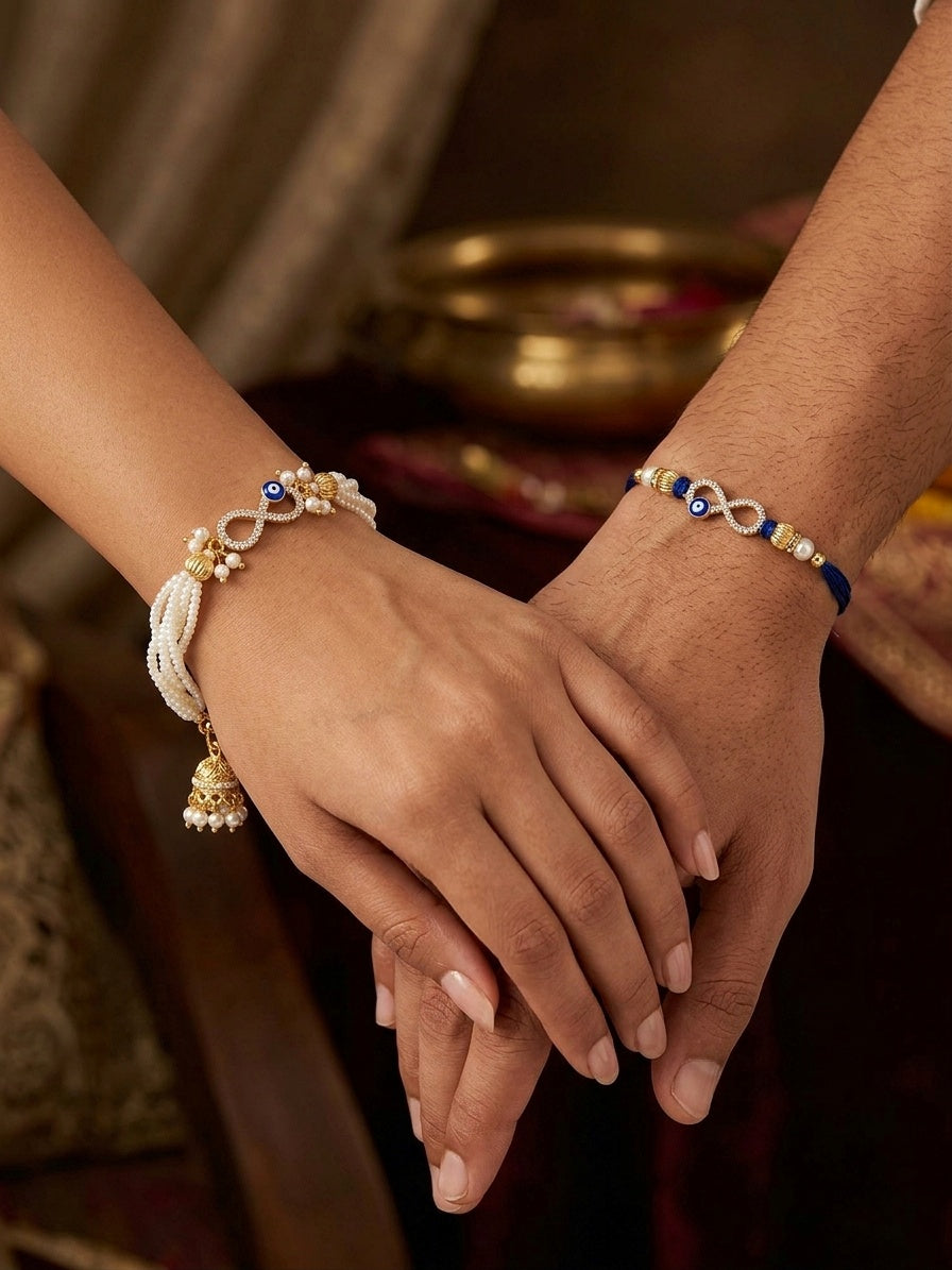 Evil Eye Infinity Bhaiya Bhabhi Rakhi Set