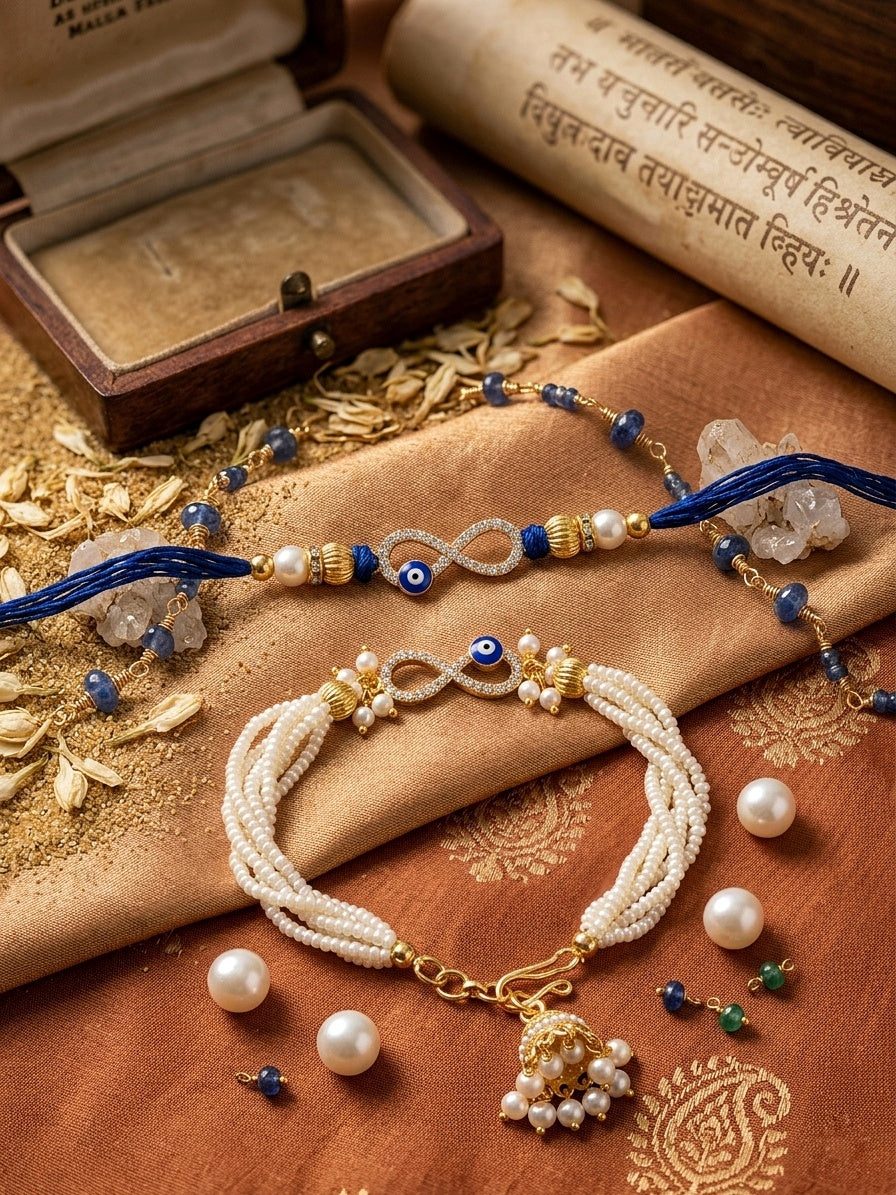 Evil Eye Infinity Bhaiya Bhabhi Rakhi Set