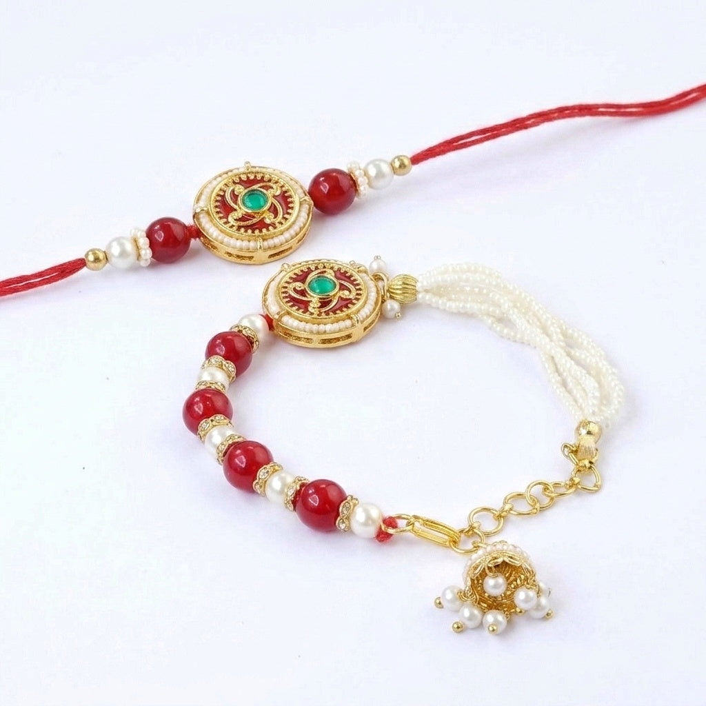 Ruby Red Bhaiya Bhabhi Rakhi Set