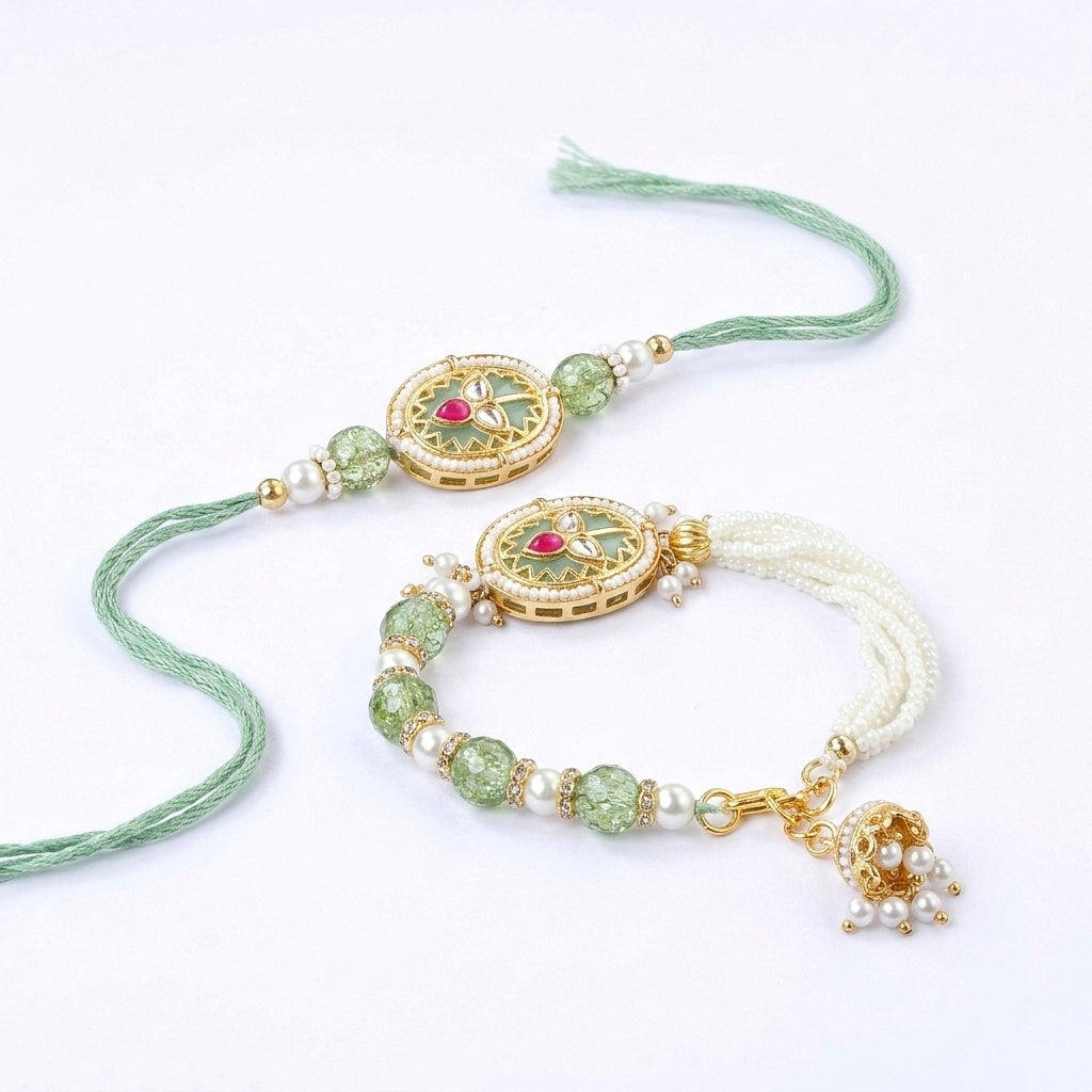 Mint Bhaiya Bhabhi Rakhi Set