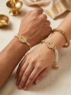 Golden Bhaiya Bhabhi Rakhi Set