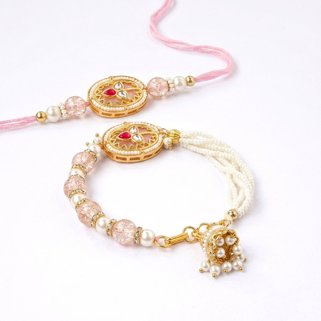 Blush Pink Bhaiya Bhabhi Rakhi Set