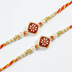 Royal Red Floral Pearl Rakhi