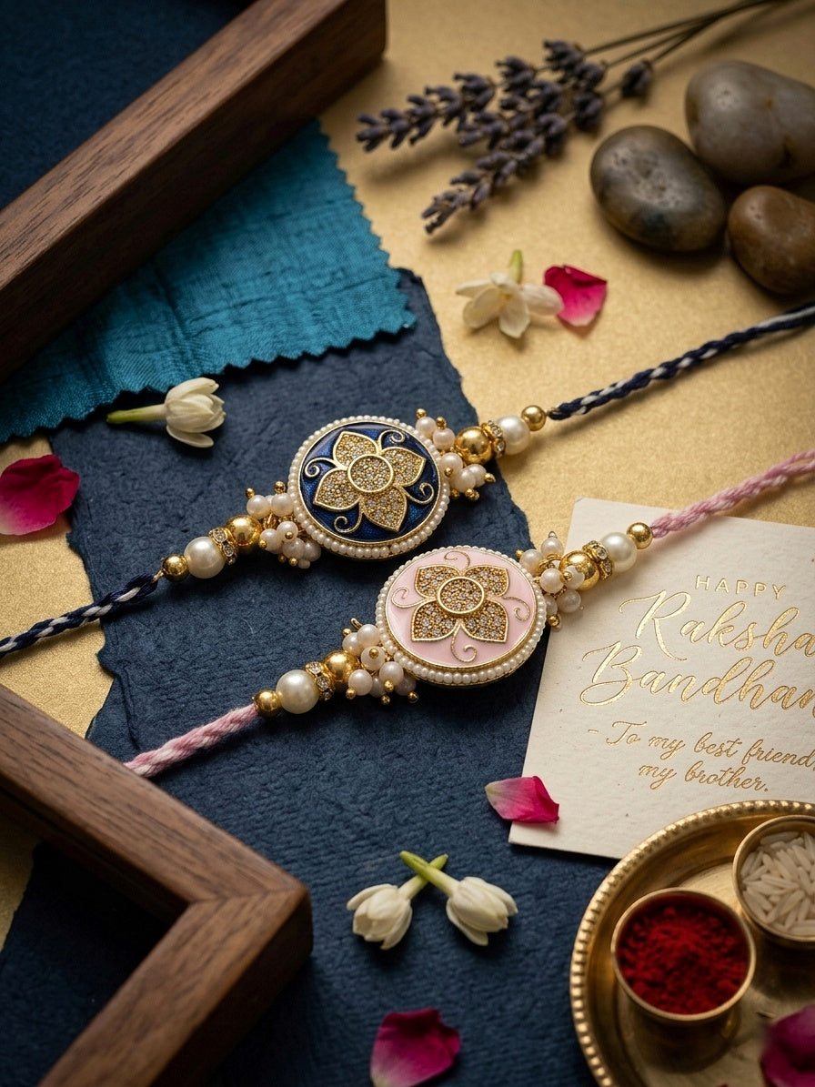 Royal Floral Rakhi Set