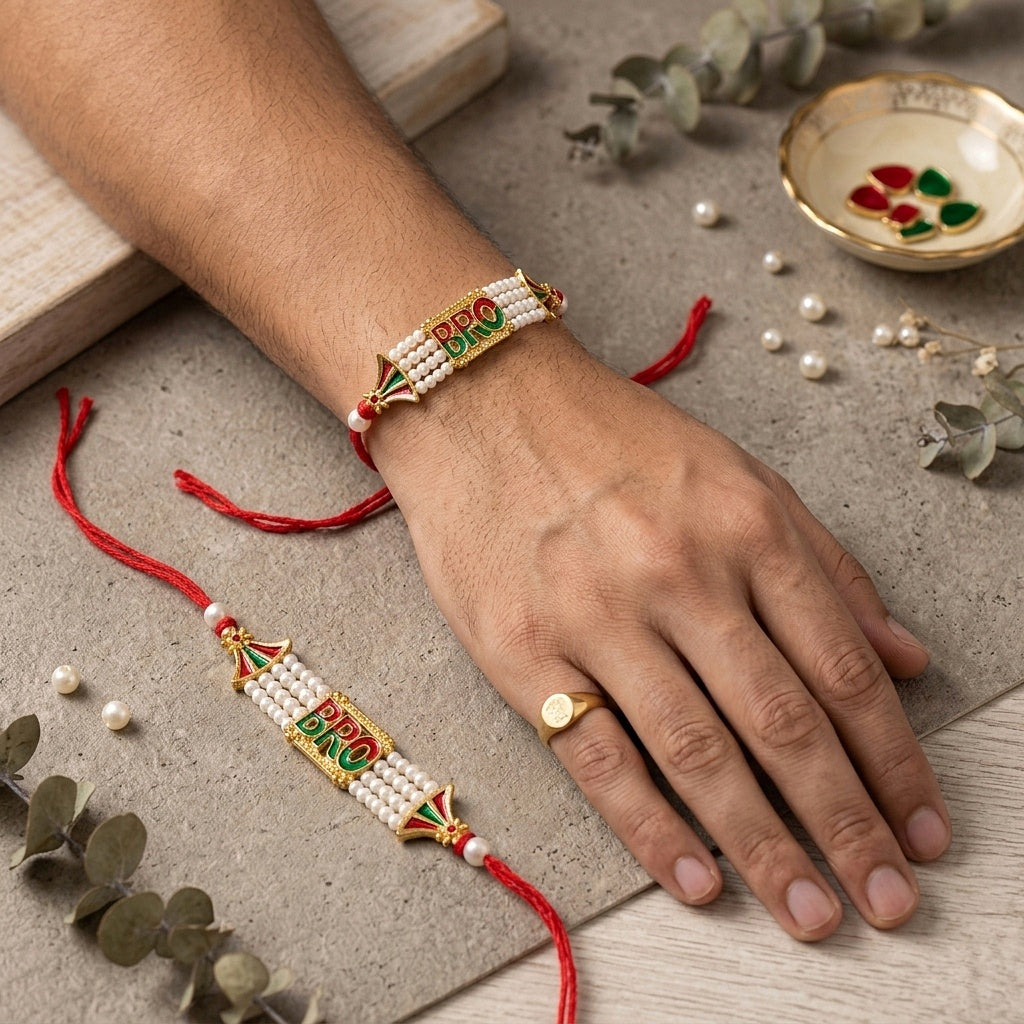 Designer Pearl Rakhi Set