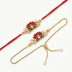 Lotus Pearl Bhaiya Bhabhi Rakhi Set