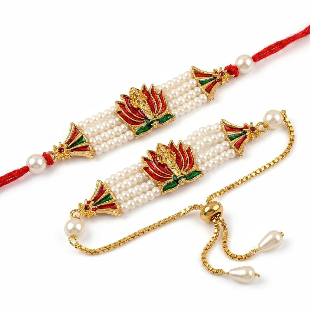 Lotus Ganesha Bhaiya Bhabhi Rakhi Set