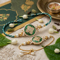 Emerald Floral Bhaiya Bhabhi Rakhi Set