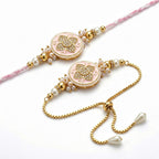 Blush Floral Bhaiya-Bhabhi Rakhi Set