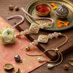 Blush Crystal Bhaiya Bhabhi Rakhi Set