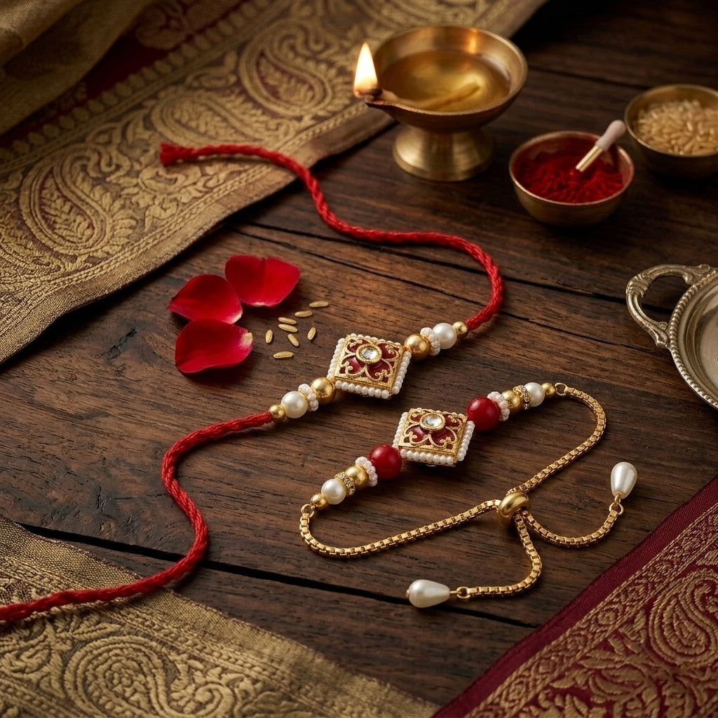 Ruby Elegance Bhaiya Bhabhi Rakhi Set