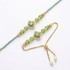 Mint Crystal Bhaiya Bhabhi Rakhi Set