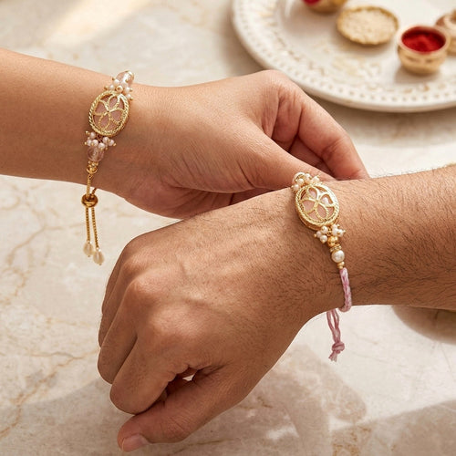 Blush Bloom Bhaiya Bhabhi Rakhi Set