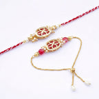 Crimson Bloom Bhaiya Bhabhi Rakhi Set