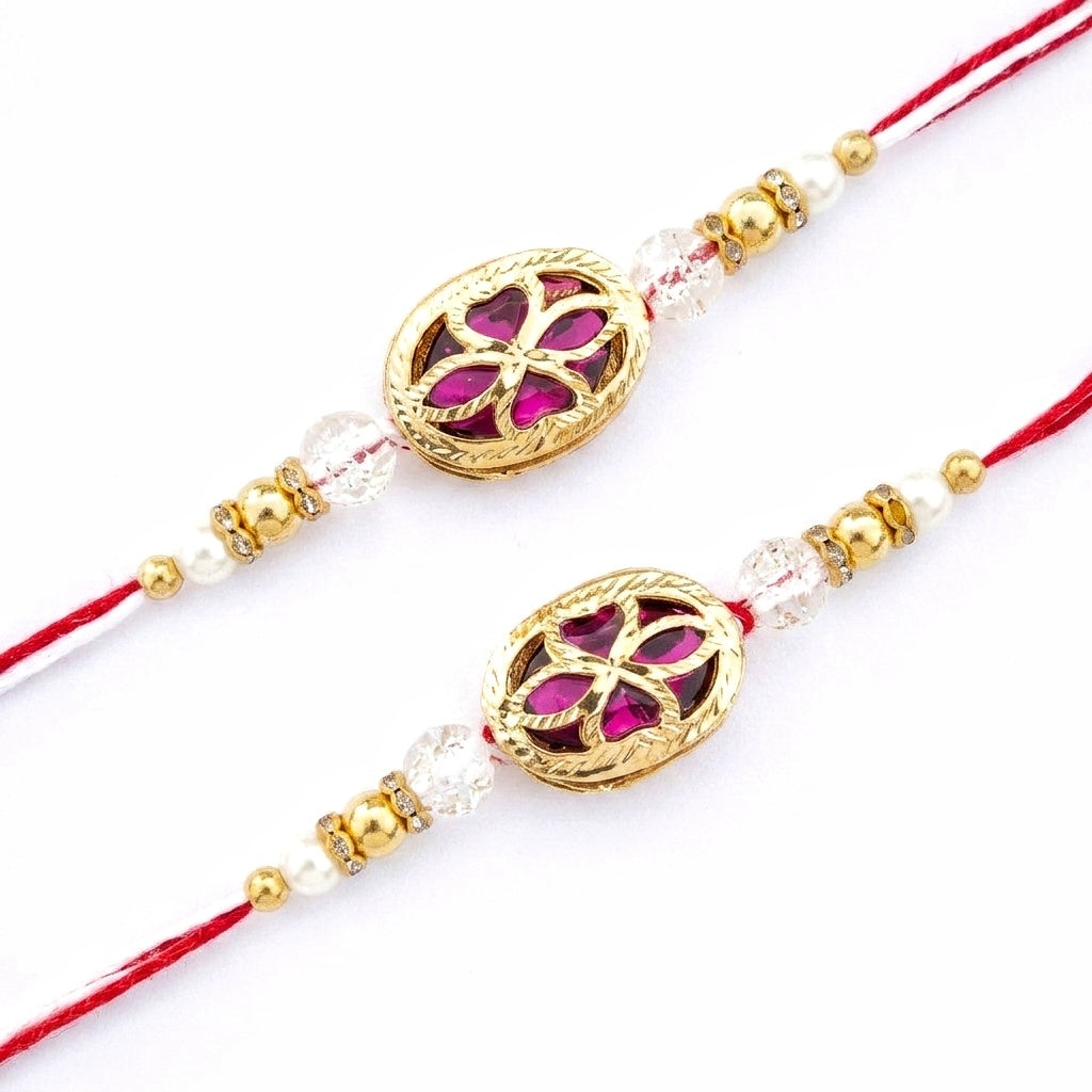 Royal Ruby Floral Rakhi Set