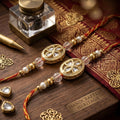 Golden Crystal Floral Rakhi Set