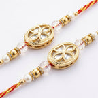 Golden Crystal Floral Rakhi Set