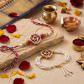 Red Pearl Tassel Rakhi Set