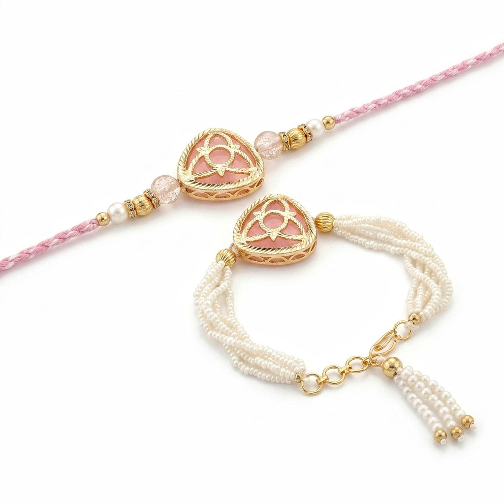 Blush Pink Designer Rakhi Set