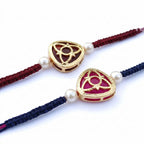 Premium Geometric Pearl Rakhi Set