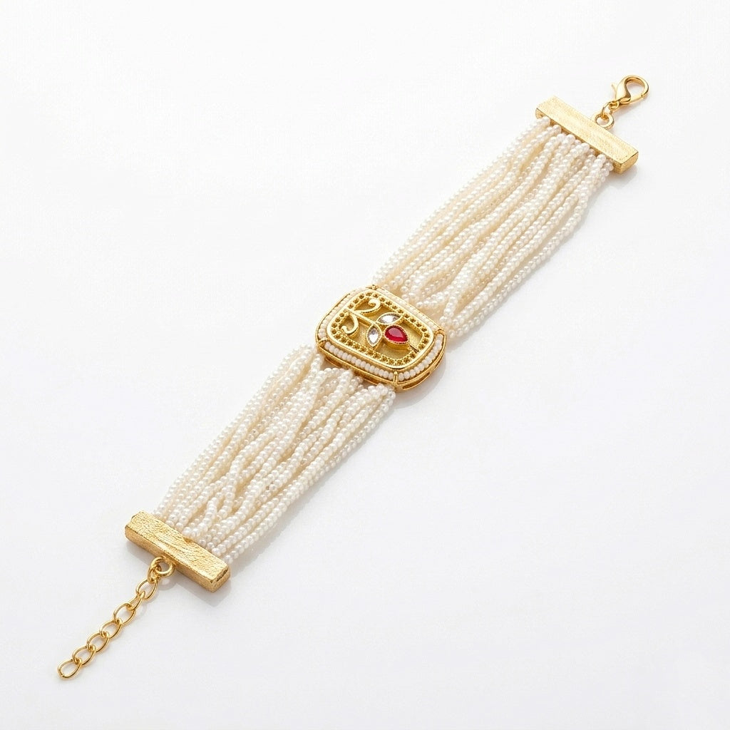 Royal Pearl Multi-Strand Bracelet Rakhi Set