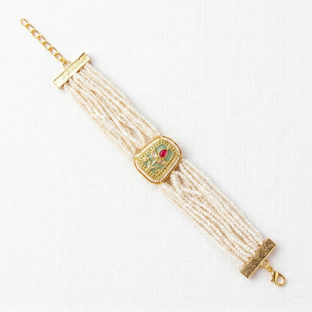 Heritage Pearl Multi-Strand Bracelet Rakhi Set