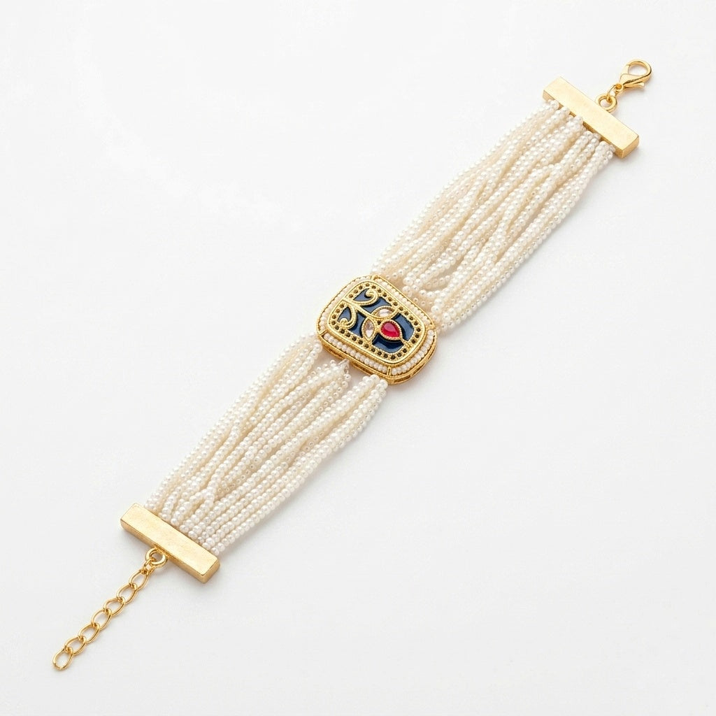 Royal Pearl Handcrafted Bracelet Rakhi Set