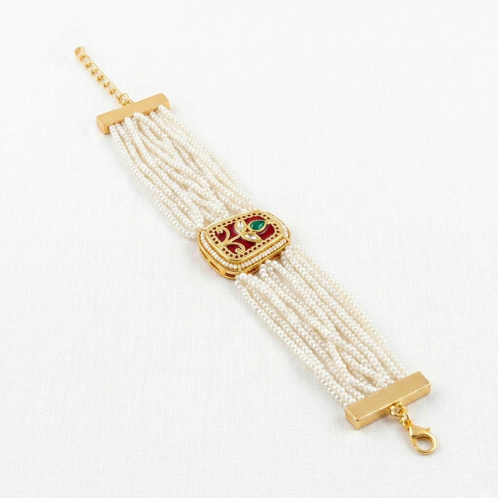Heritage Pearl Multi-Strand Bracelet Rakhi Set
