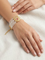 Elegant Pearl Heritage Bracelet Rakhi Set
