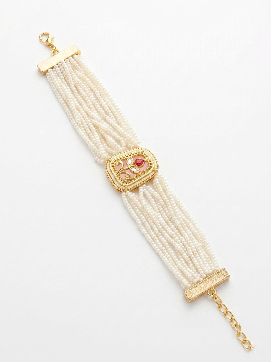 Elegant Pearl Heritage Bracelet Rakhi Set