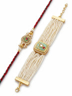 Mint Enamel Pearl Bracelet Rakhi Set