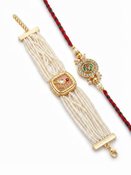 Blush Pearl Bracelet Rakhi Set