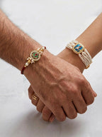 Royal Blue Pearl Bracelet Rakhi Set