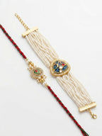 Royal Navy Pearl Bracelet Rakhi Set