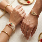Ruby Red Pearl Rakhi Set
