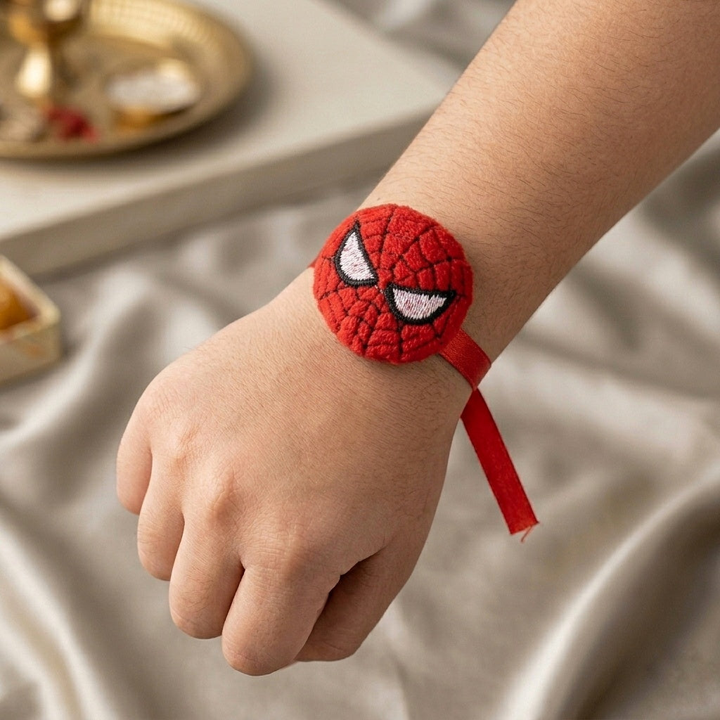 Spider Hero Plush Kids Rakhi Set
