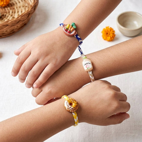 Cute Food Themed Kids Rakhi Set