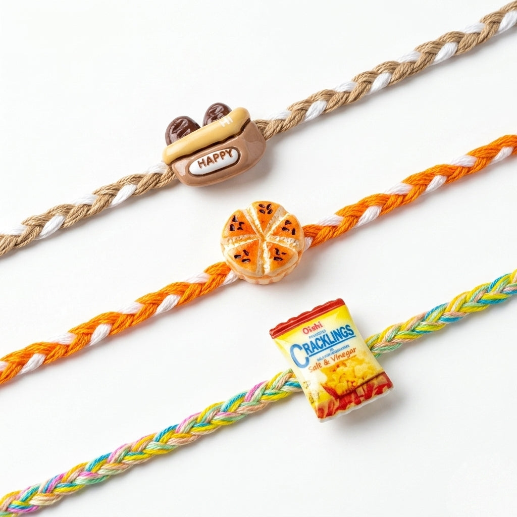 Kawaii Snack Lovers Rakhi Trio Set