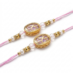 Pastel Pink Floral Designer Rakhi Set