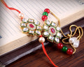 Elegant Kundan Rakhi With Free Chawal & Kumkum