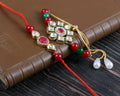 Elegant Kundan Rakhi With Free Chawal & Kumkum