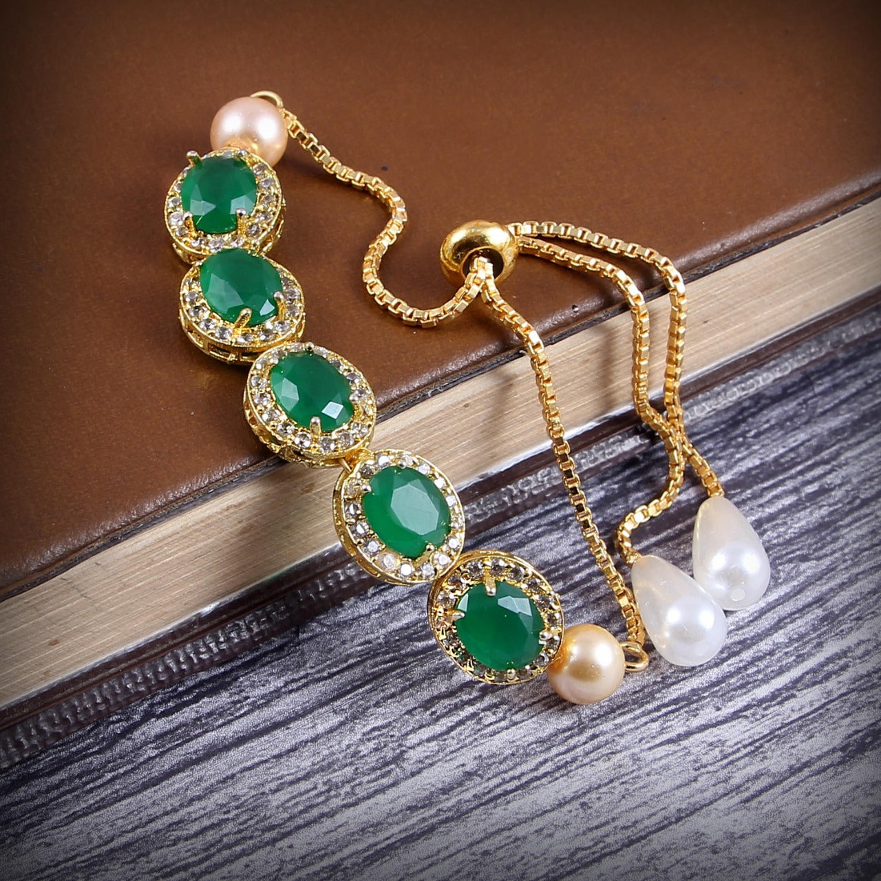 Elegant Kundan Rakhi With Free Chawal & Kumkum