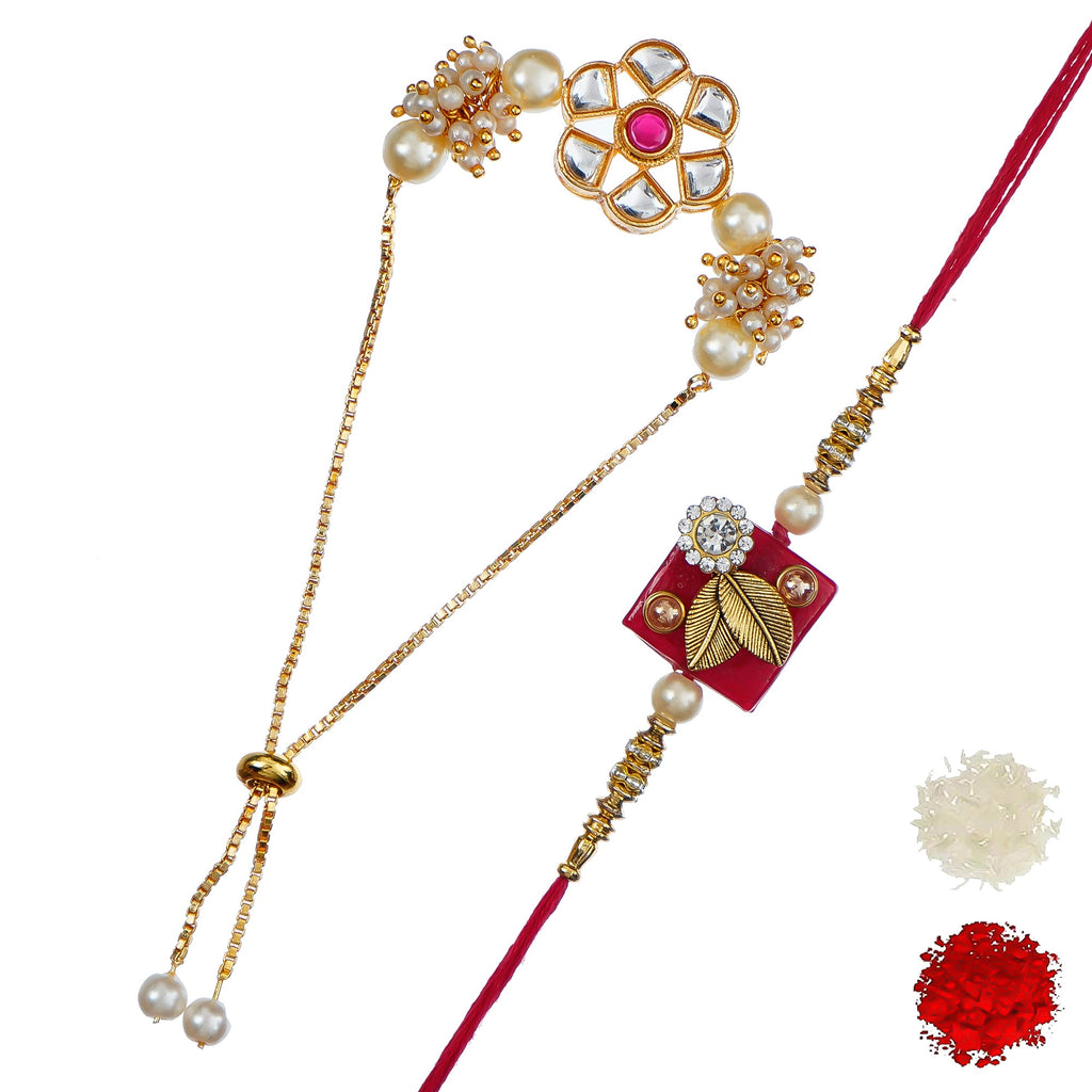 Designer Rakhi Set with Free Kumkum & Chawal