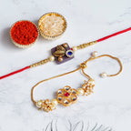 Designer Rakhi Set with Free Kumkum & Chawal