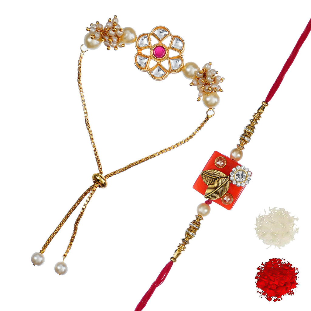 Designer Rakhi Set with Free Kumkum & Chawal