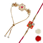 Designer Rakhi Set with Free Kumkum & Chawal