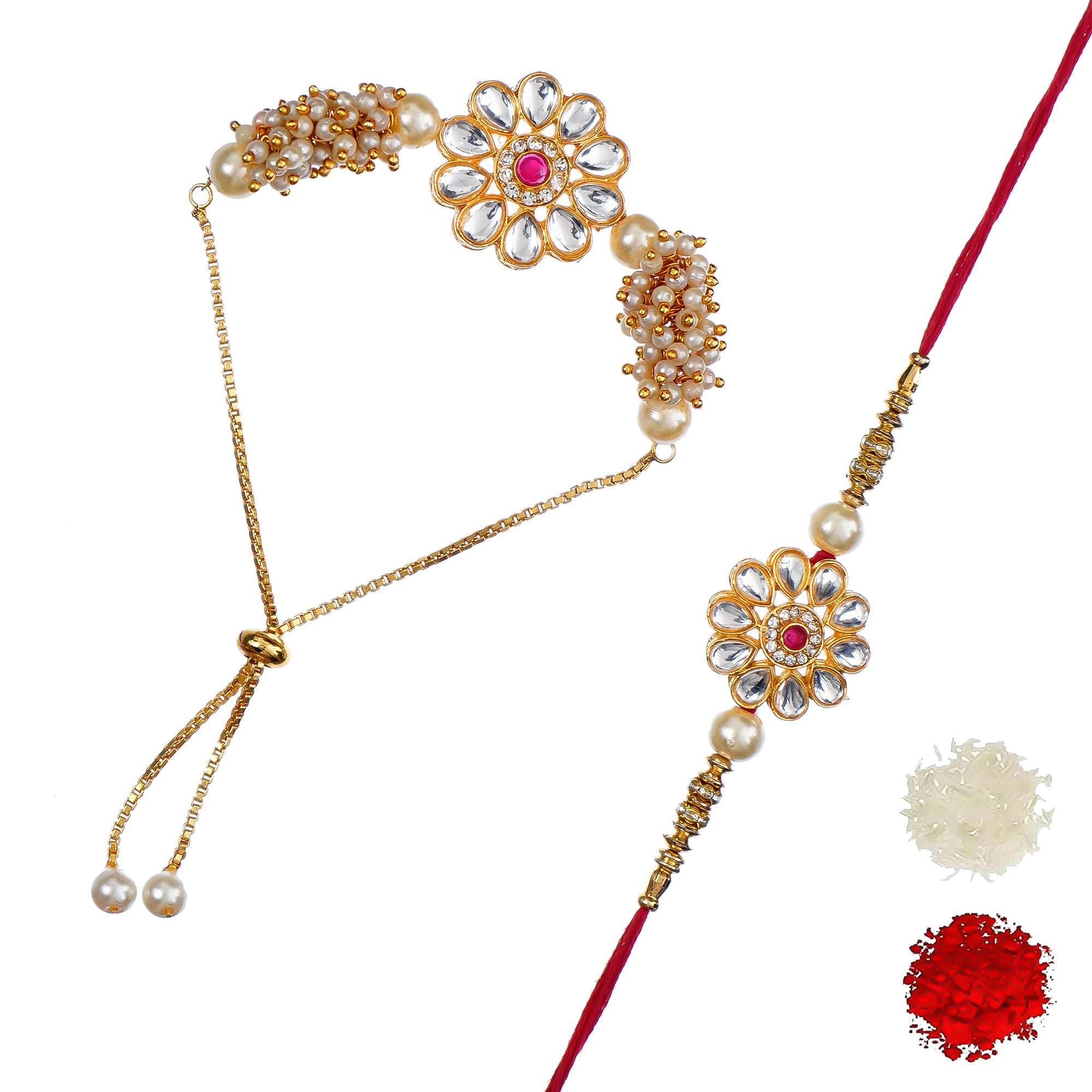 Designer Rakhi Set with Free Kumkum & Chawal