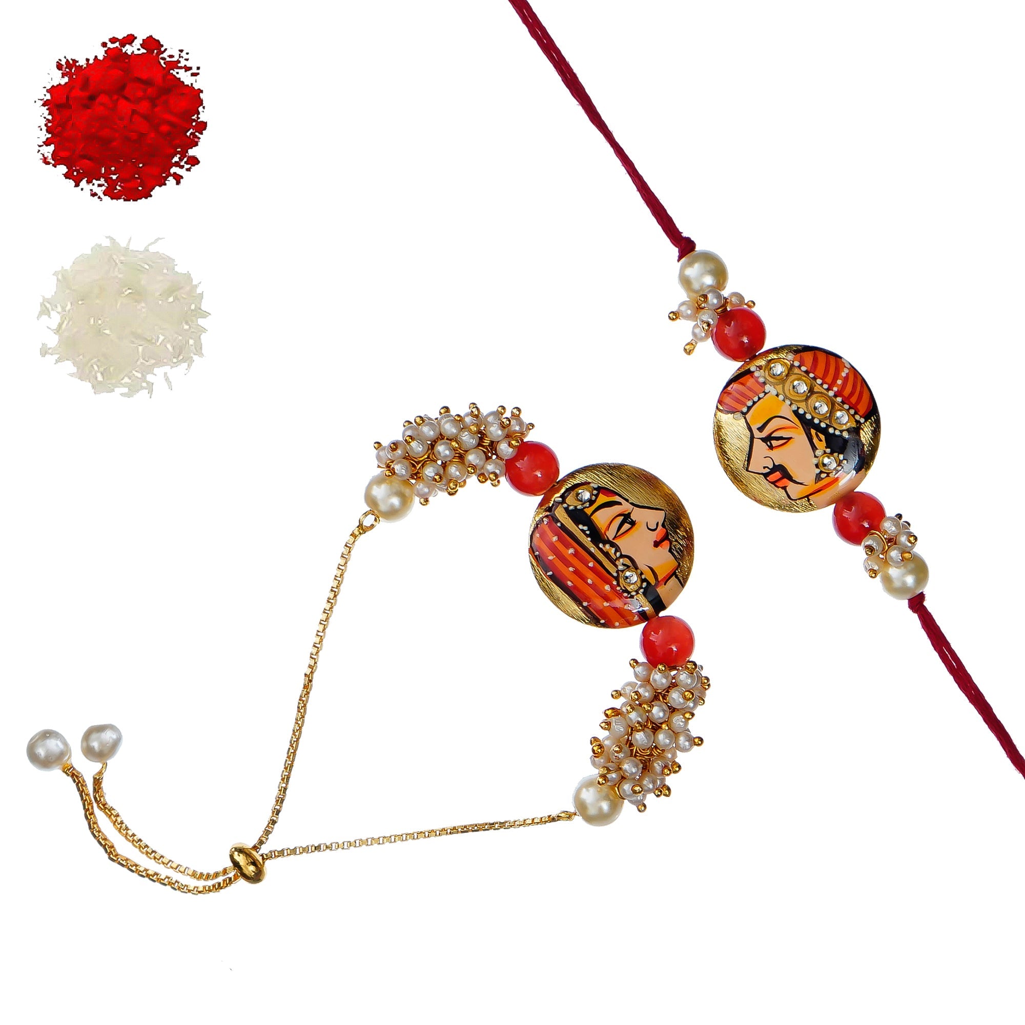 Designer Rakhi  Set with Free Kumkum & Chawal