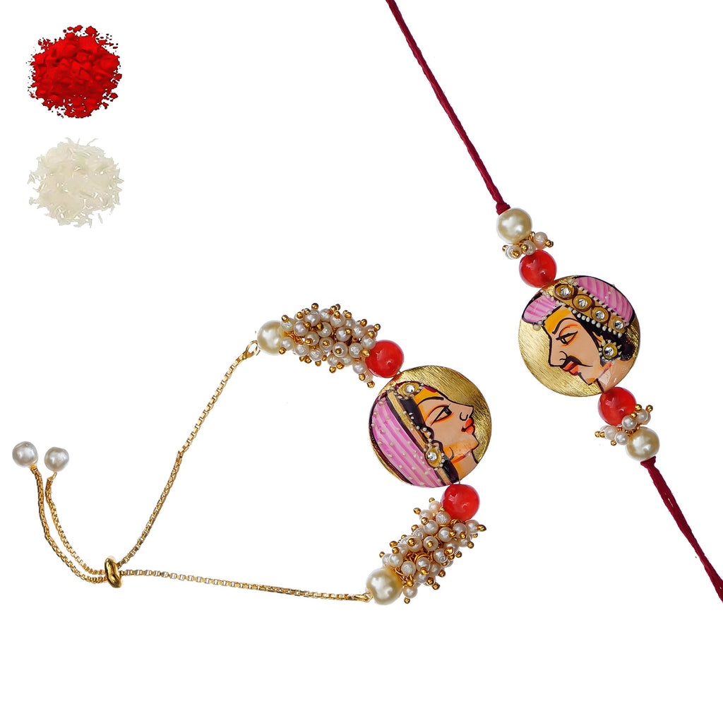 Designer Rakhi  Set with Free Kumkum & Chawal