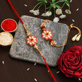 Meenakari Rakhi Bracelet Set with Free Chawal & Kumkum